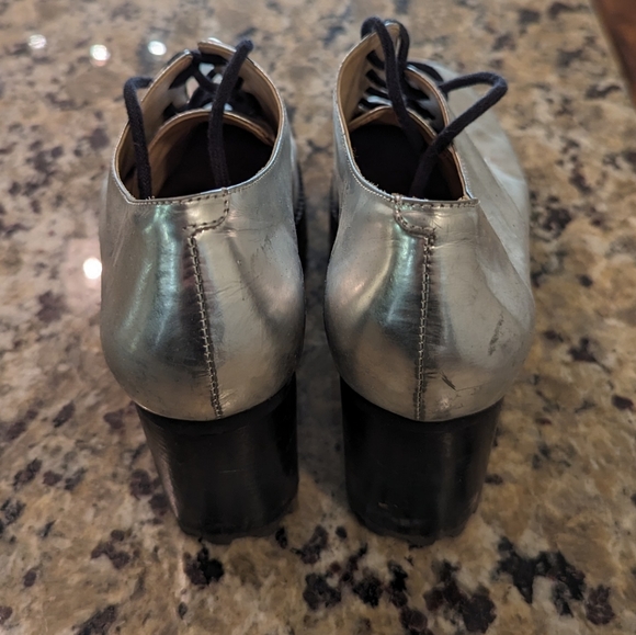 Schutz Lug Heel Platform Metallic Ankle Boots - Sz 9 - Picture 2 of 6